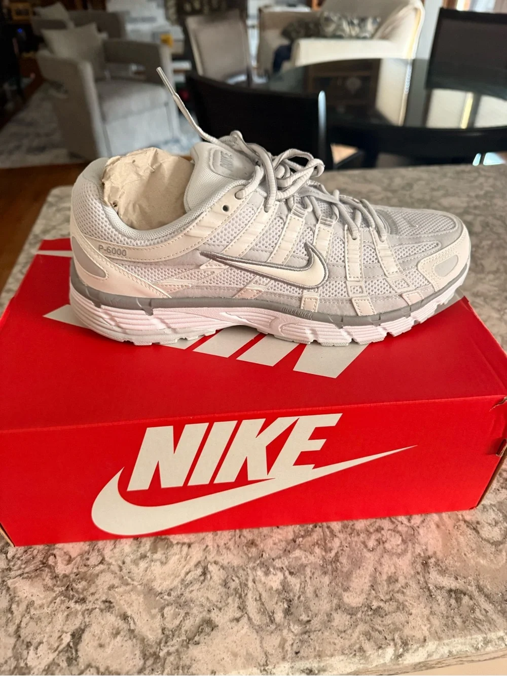 Nike Women's P-6000 Sneakers in Light Gray and White